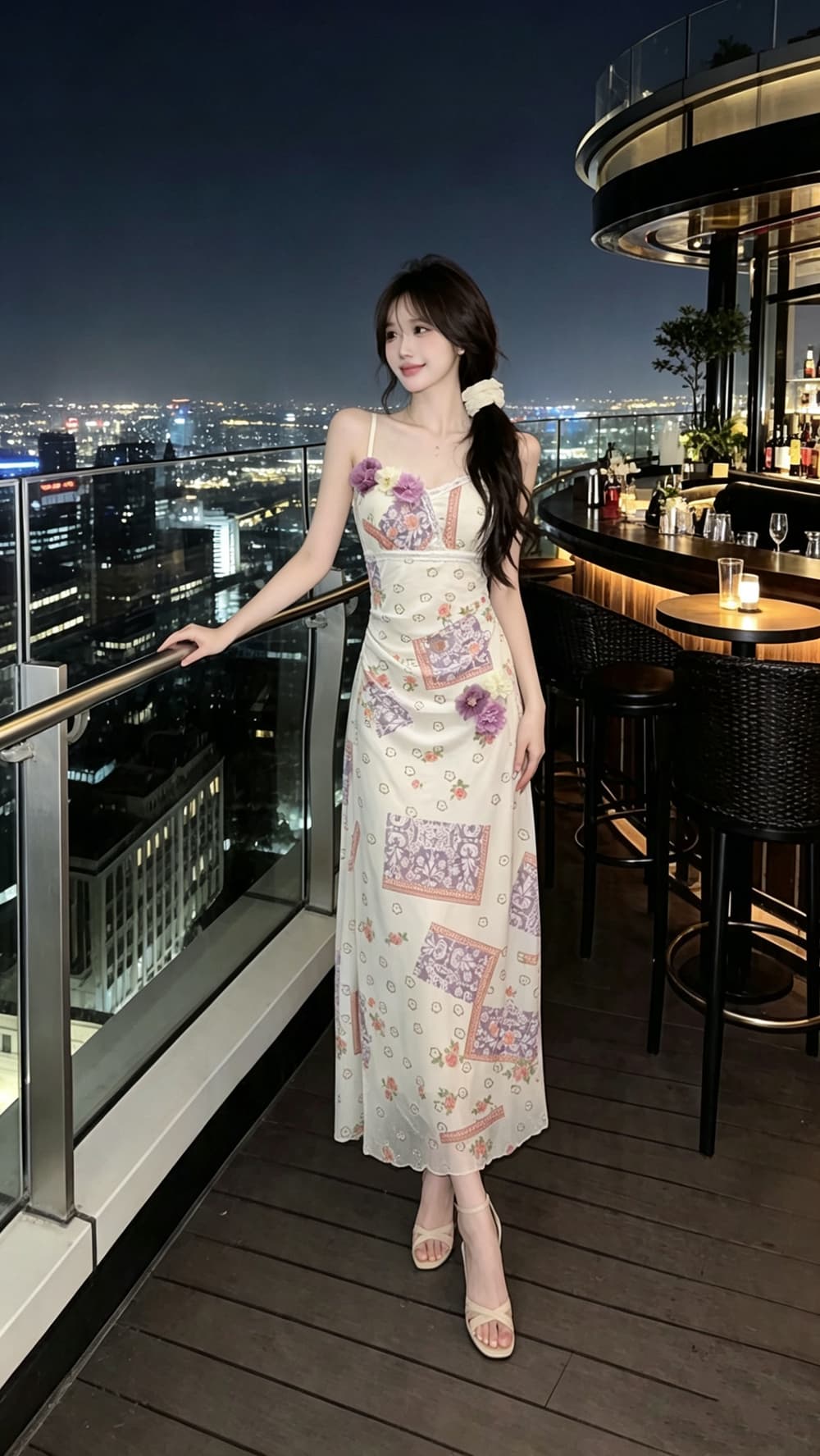 실사 망사 꽃 슬립 여성 드레스 여름 해변가 휴가 허리 수축 슬림해 보이는 품격 해변 드레스 롱 스커트 상세 이미지 13