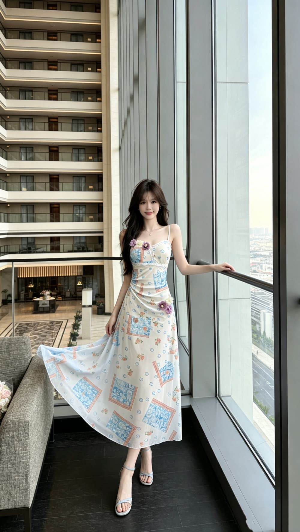 실사 망사 꽃 슬립 여성 드레스 여름 해변가 휴가 허리 수축 슬림해 보이는 품격 해변 드레스 롱 스커트 상세 이미지 23