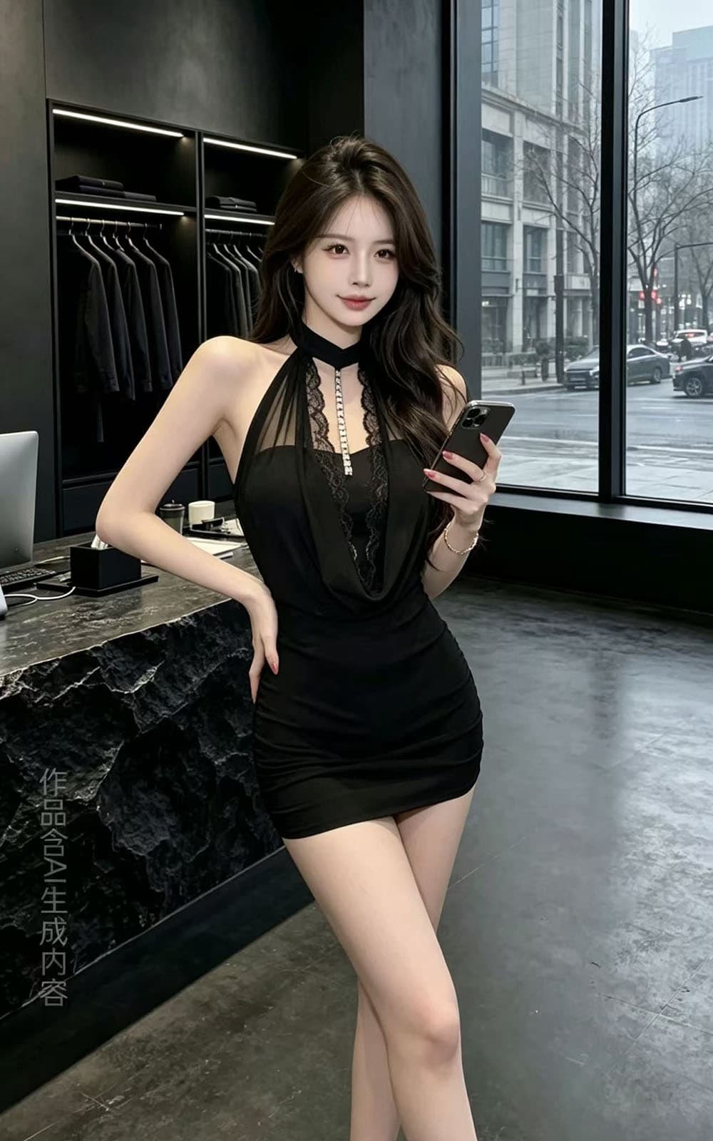 실사 핫걸 보라색 체인 섹시함 망사 흔들다 칼라 행침 목 여성 드레스 여름 순수한 욕망 몸매 가꾸기 타이트 스커트 미니 스커트 상세 이미지 18