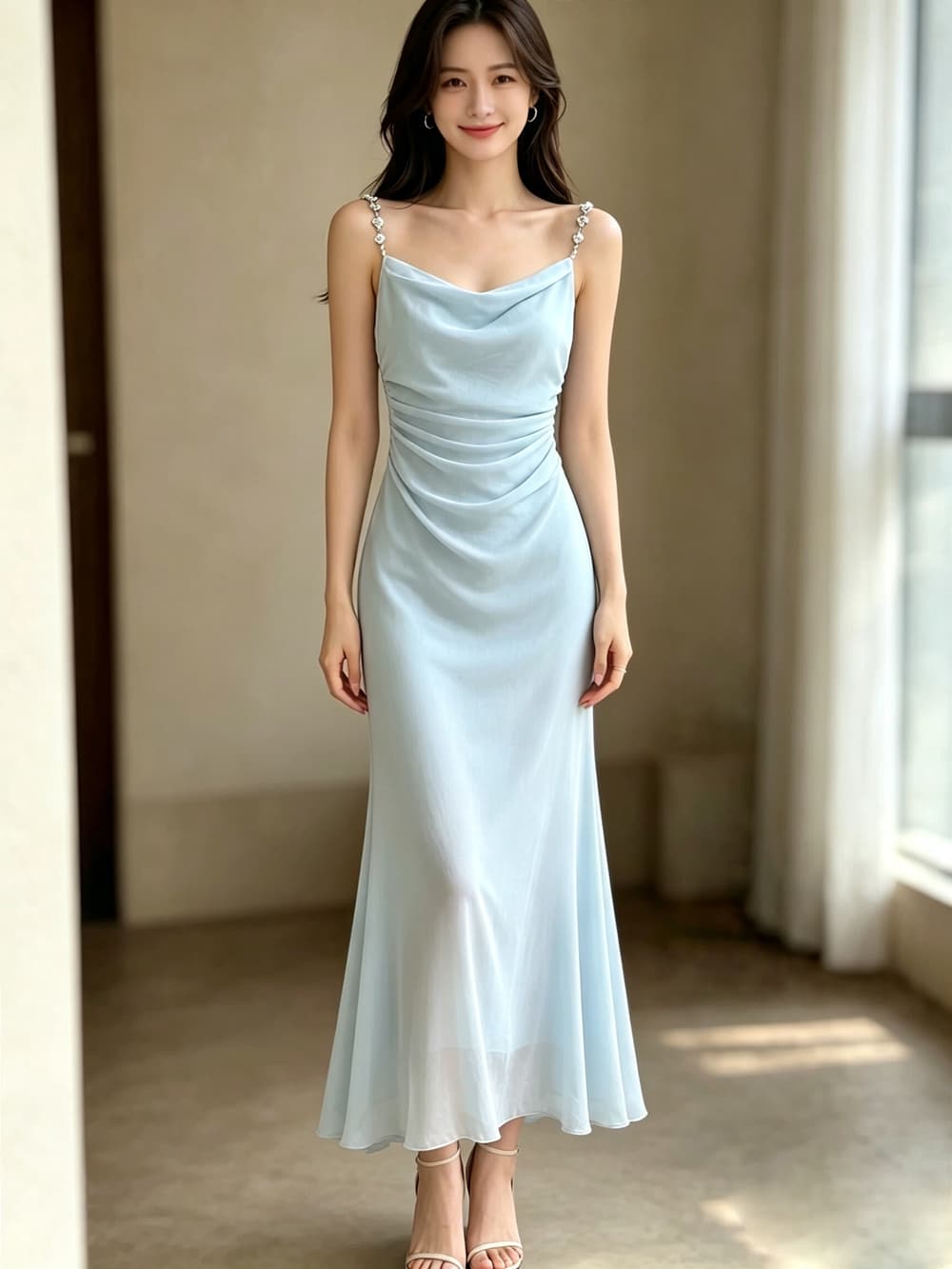 실사 고급 센스 저녁 식사 예복 치마 여성 몸매 가꾸기 인어 꼬리 스커트 여름 새로운 Tulle 슬립 타이트 스커트 드레스 상세 이미지 7