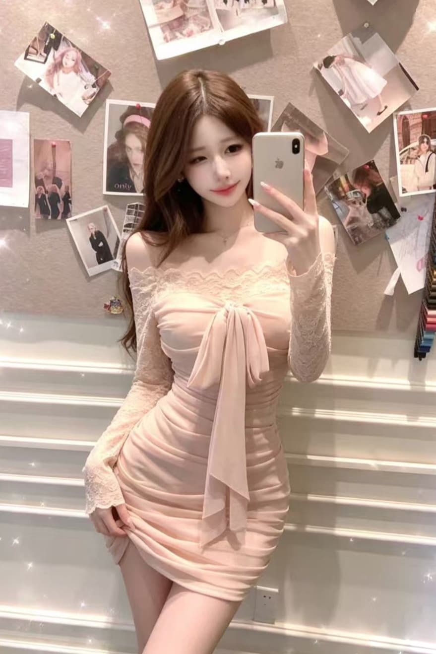 실사 새로운 핫걸 오프숄더 타이트 스커트 허리 수축 여성 드레스 섹시함 레이스 조각 미니 스커트 프랑스식 치마 이미지 6