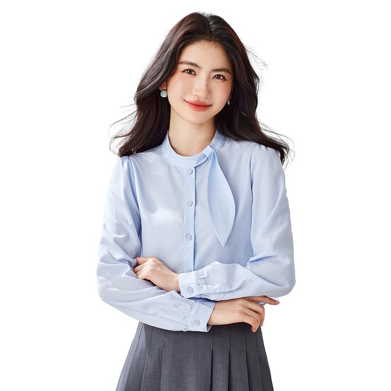 라이 경기 서울 여성 셔츠 디자인 센스 리본 긴팔 셔츠 주간 실크 맨위 2026 가을 새로운 이미지 5