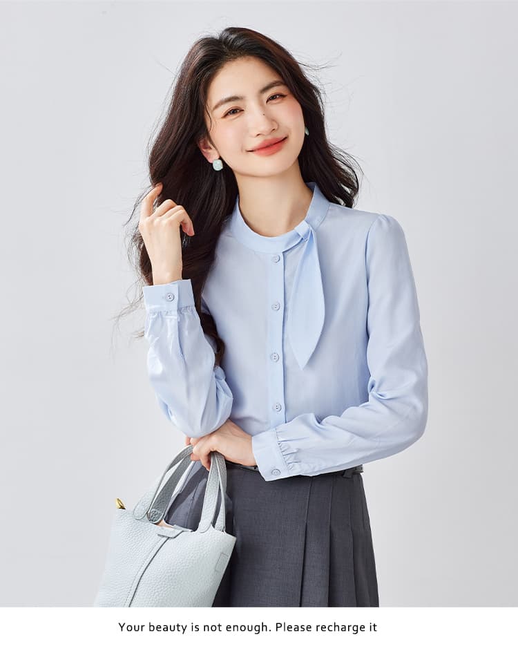 라이 경기 서울 여성 셔츠 디자인 센스 리본 긴팔 셔츠 주간 실크 맨위 2026 가을 새로운 상세 이미지 19