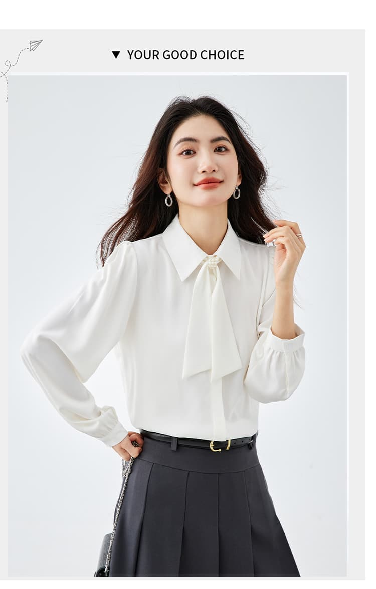 2026 가을 쉬폰 셔츠 여성 경력 착용 가져 가라. 긍정적 인 로드 중 화이트 인사이드 잡아라. 의류 정장 면접 세트 셔츠 상세 이미지 18