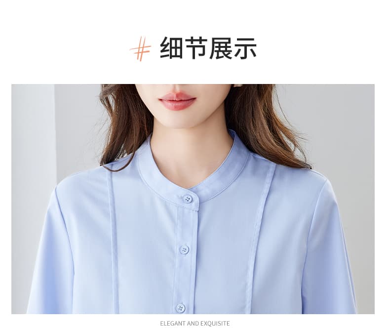파란색 셔츠 여자 반팔 직장 면접 품격 빛 직장 출퇴근 착용 가져 가라. 긍정적 인 로드 중 경력 셔츠 상세 이미지 23