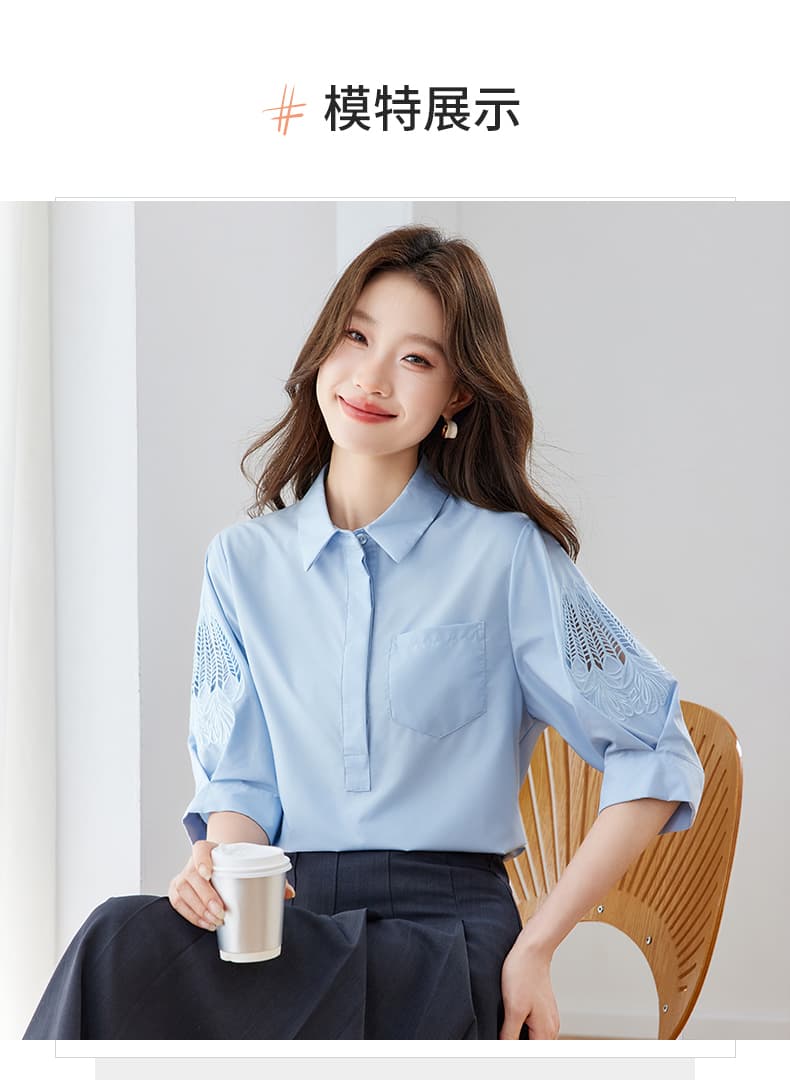 반팔 여성 셔츠 2026 새로운 여름 Chic 외국 가스 쉬폰 블라우스 맨위 프랑스식 패션 품격 셔츠 상세 이미지 13