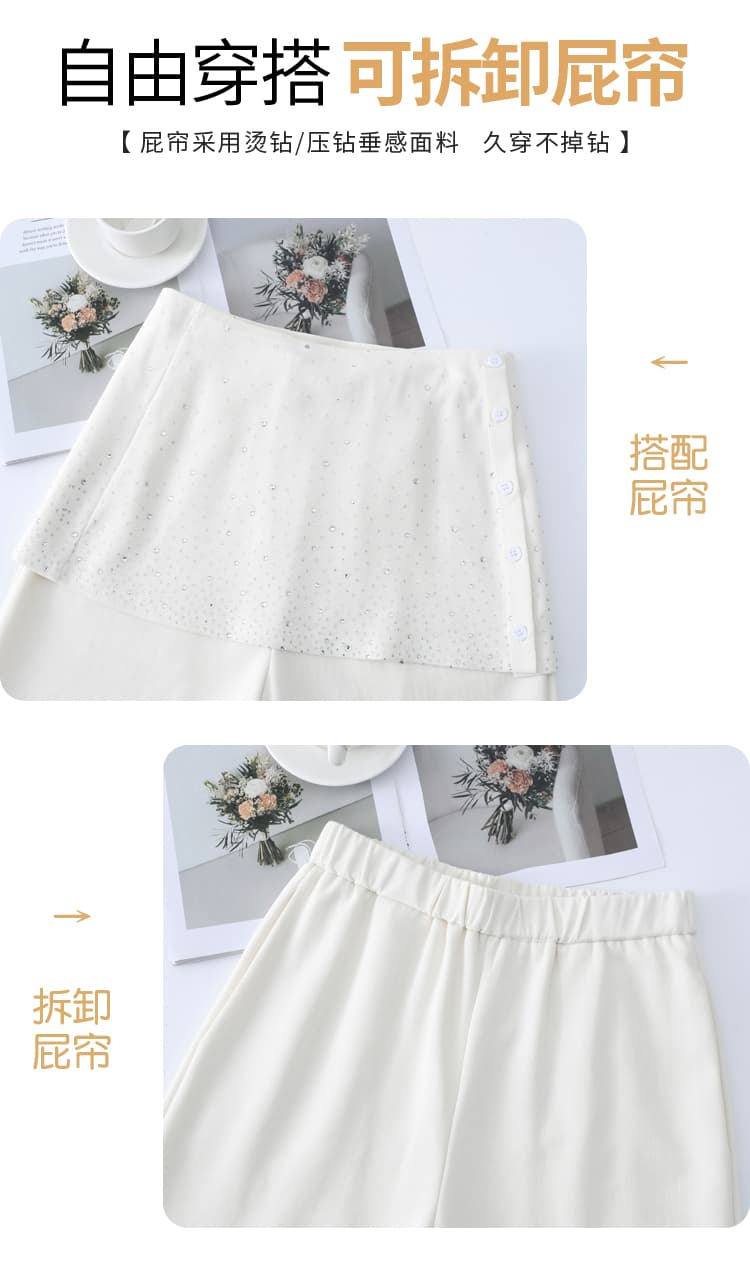 실사 2026 여름 새로운 압력 훈련 Gypsophila 랩스커트팬츠 하이웨이스트 부츠컷 바지 넓은 다리 웨이 바지 운동 치마바지 여성 상세 이미지 26
