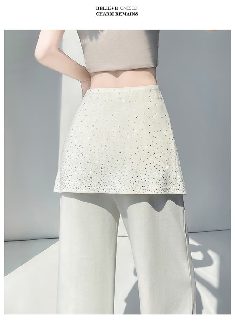 실사 2026 여름 새로운 압력 훈련 Gypsophila 랩스커트팬츠 하이웨이스트 부츠컷 바지 넓은 다리 웨이 바지 운동 치마바지 여성 상세 이미지 47
