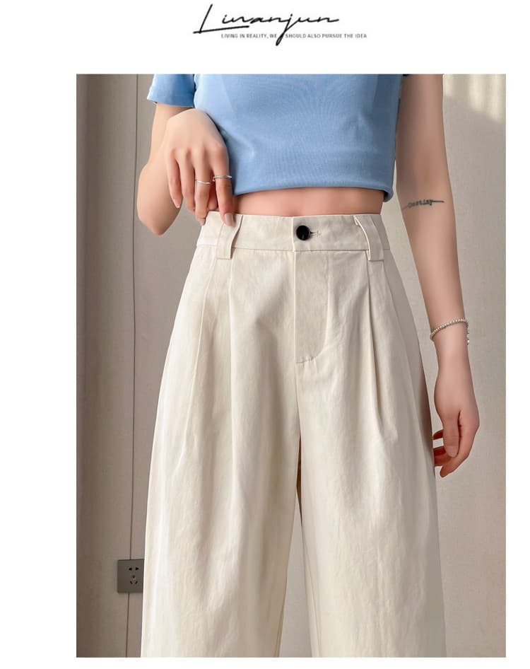 실사 2026 여름 새로운 워시 물 면 하이웨이스트 스트레이트 팬츠 할란 루즈핏 무 9 포인트 캐주얼 바지 여성 상세 이미지 41