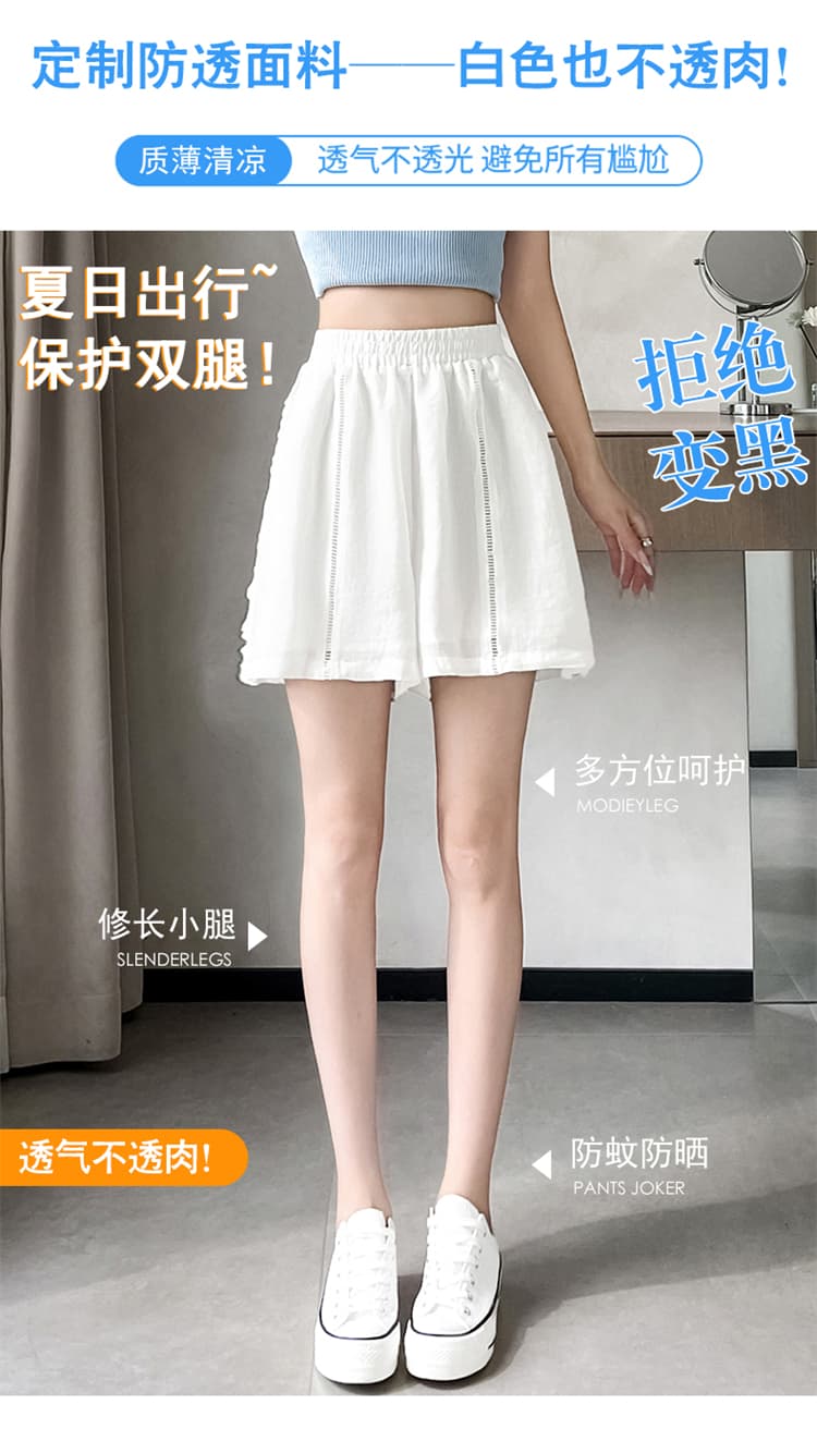 실사 2026 여름 새로운 주간 실크 아마 와이드 레그 팬츠 반바지 레이스 얼음 실크 한 마디 캐주얼 바지 여성 상세 이미지 21