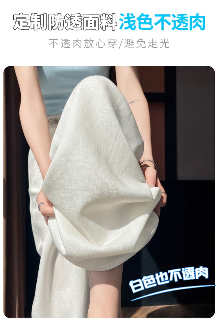 실사 2026 여름 새로운 주간 실크 아마 와이드 레그 팬츠 하이웨이스트 얼음 실크 바지 면 린넨 얇은 스타일 바닥 청소 바지 여성 상세 이미지 10