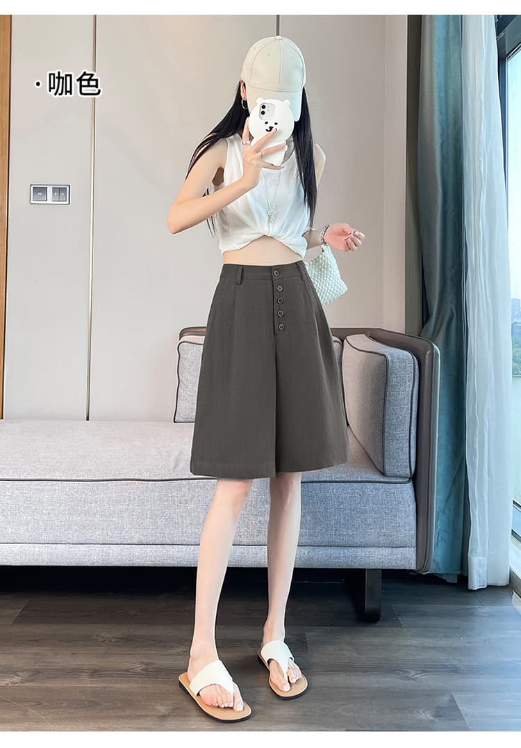 실사 2026 여름 새로운 주간 실크 아마 오부 바지 와이드 레그 팬츠 한 마디 반바지 얇은 스타일 면 린넨 바지 여성 상세 이미지 46