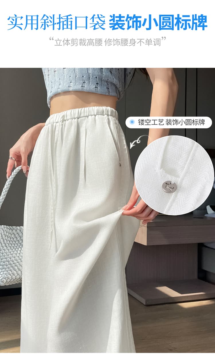 실사 2026 여름 새로운 주간 실크 아마 와이드 레그 팬츠 레이스 자외선 차단 캐주얼 얇은 스타일 스트레이트 바닥 청소 바지 여성 상세 이미지 23