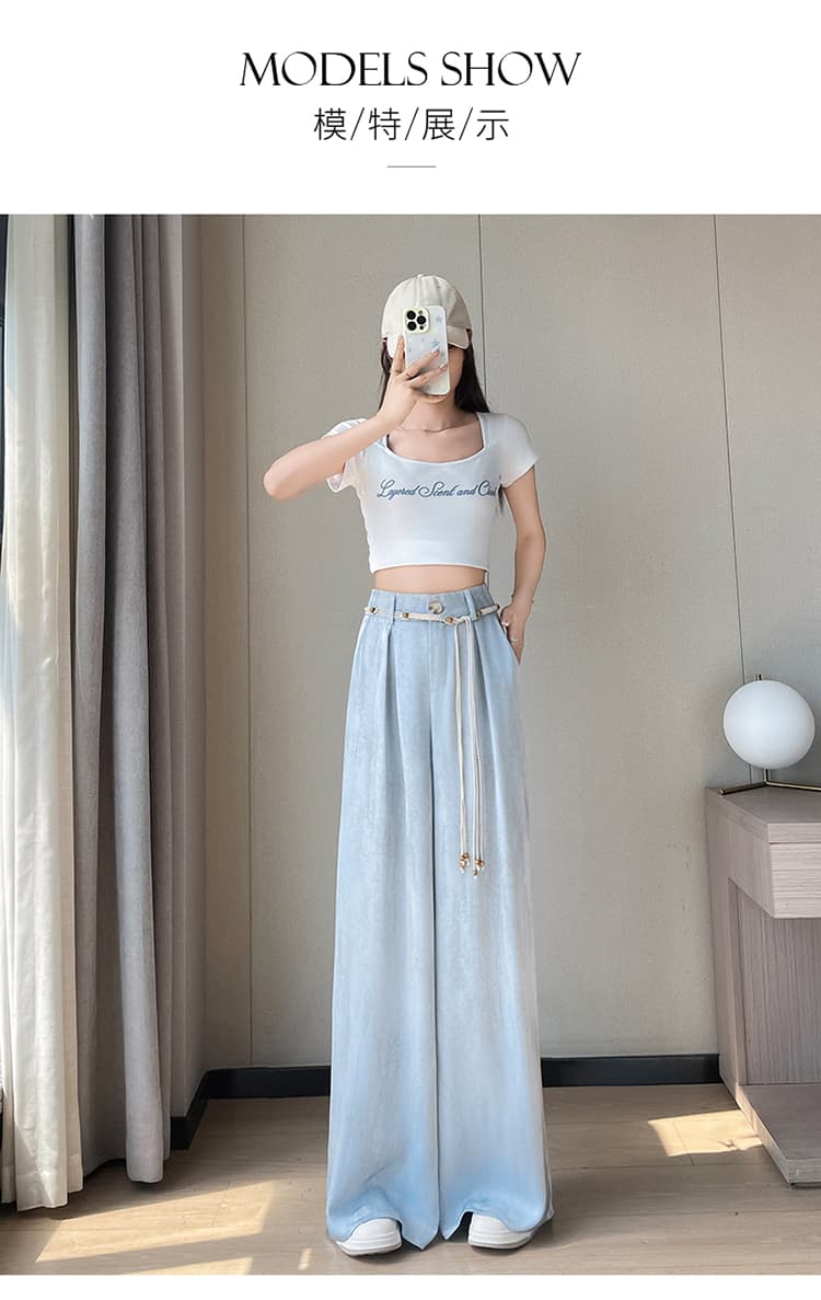 실사 2026 여름 새로운 홀치기 염색 아세트산 새틴 자외선 차단 얇은 스타일 바닥 청소 바지 얼음 실크 하이웨이스트 와이드 레깅스 바지 상세 이미지 51