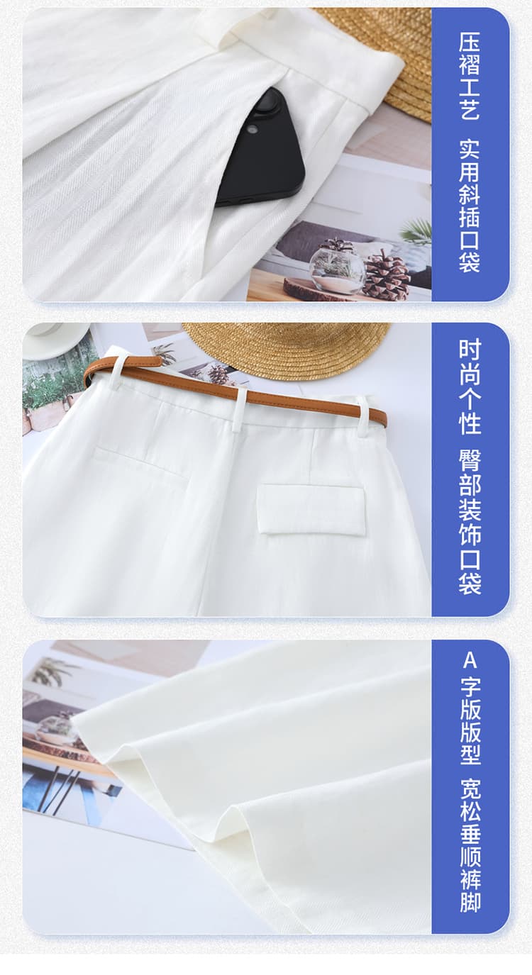 실사 2026 여름 새로운 주간 실크 아마 오부 바지 와이드 레그 팬츠 한 마디 반바지 얇은 스타일 면 린넨 바지 여성 상세 이미지 39