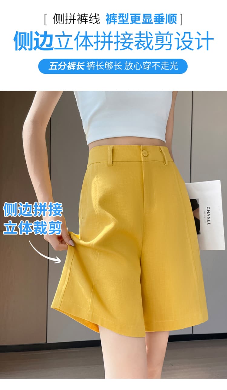 실사 2026 여름 새로운 주간 실크 아마 오부 바지 와이드 레그 팬츠 한 마디 반바지 얇은 스타일 얼음 실크 면 린넨 바지 여성 상세 이미지 9