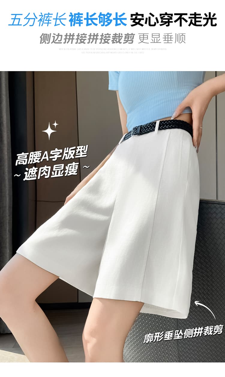 실사 2026 여름 새로운 주간 실크 아마 오부 바지 와이드 레그 팬츠 한 마디 반바지 얇은 스타일 얼음 실크 면 린넨 바지 여성 상세 이미지 35