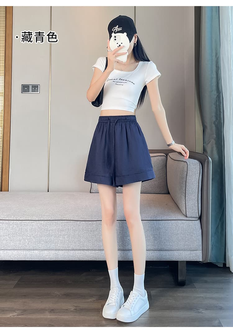 실사 2026 여름 새로운 주간 실크 아마 반바지 한 마디 넓은 다리 캐주얼 바지 얇은 스타일 면 린넨 얼음 실크 바지 여성 상세 이미지 52