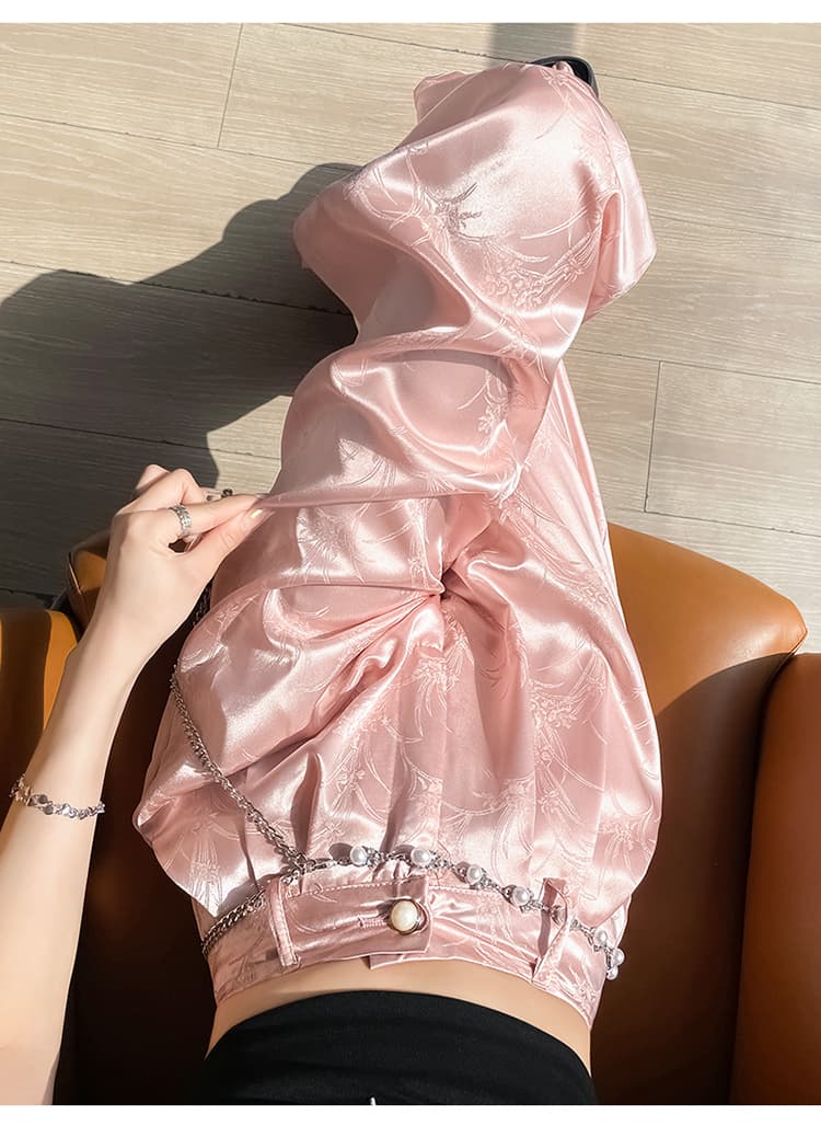 실사 2026 여름 새로운 새로운 중식 새틴 자카드 국풍 얼음 실크 자외선 차단 좁은 에디션 와이드 레깅스 바지 상세 이미지 42