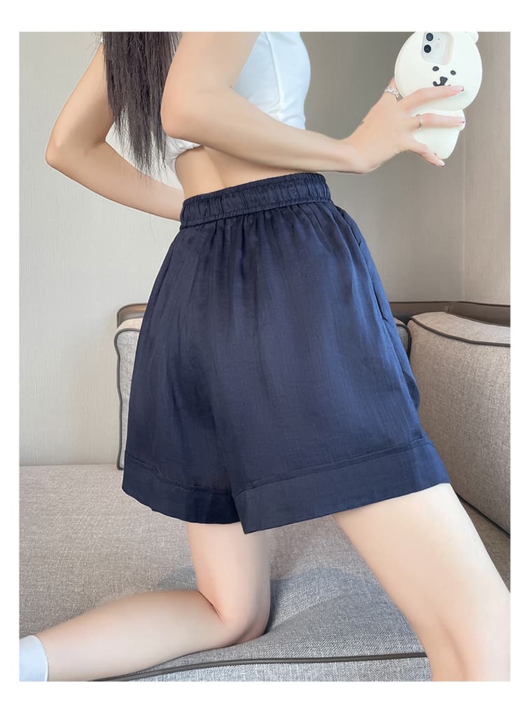 실사 2026 여름 새로운 주간 실크 아마 반바지 한 마디 넓은 다리 캐주얼 바지 얇은 스타일 면 린넨 얼음 실크 바지 여성 상세 이미지 53