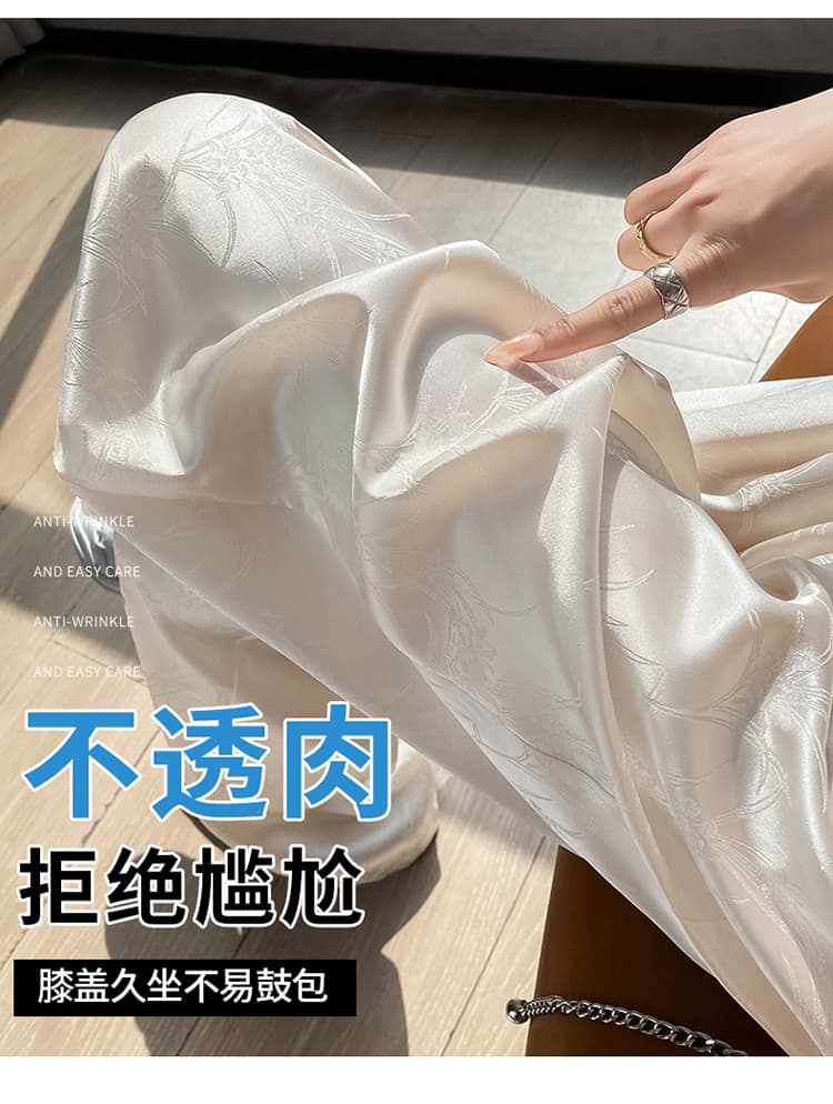 실사 2026 여름 새로운 새로운 중식 새틴 자카드 국풍 얼음 실크 자외선 차단 좁은 에디션 와이드 레깅스 바지 상세 이미지 13