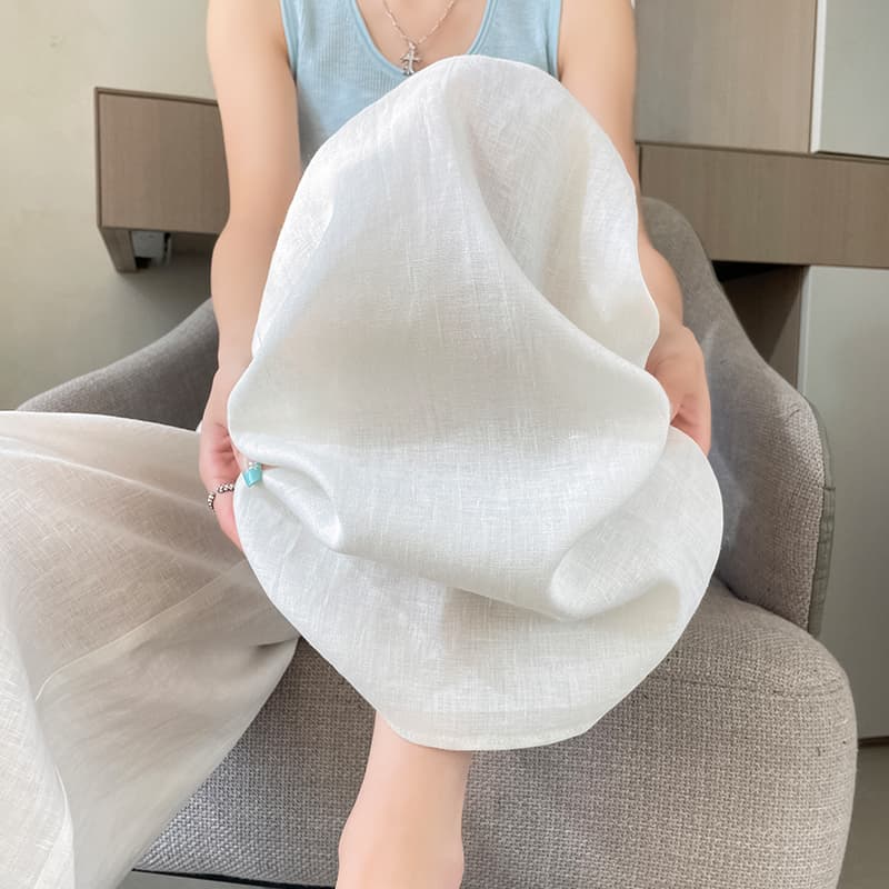 실사 2026 여름 새로운 아마 얼음 실크 와이드 레그 팬츠 하이웨이스트 면 린넨 야마모토 바지 얇은 스타일 캐주얼 바지 여성 이미지 5