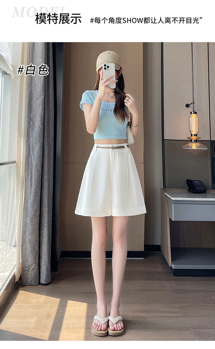 실사 2026 여름 새로운 주간 실크 아마 오부 바지 와이드 레그 팬츠 한 마디 반바지 얇은 스타일 면 린넨 바지 여성 상세 이미지 39