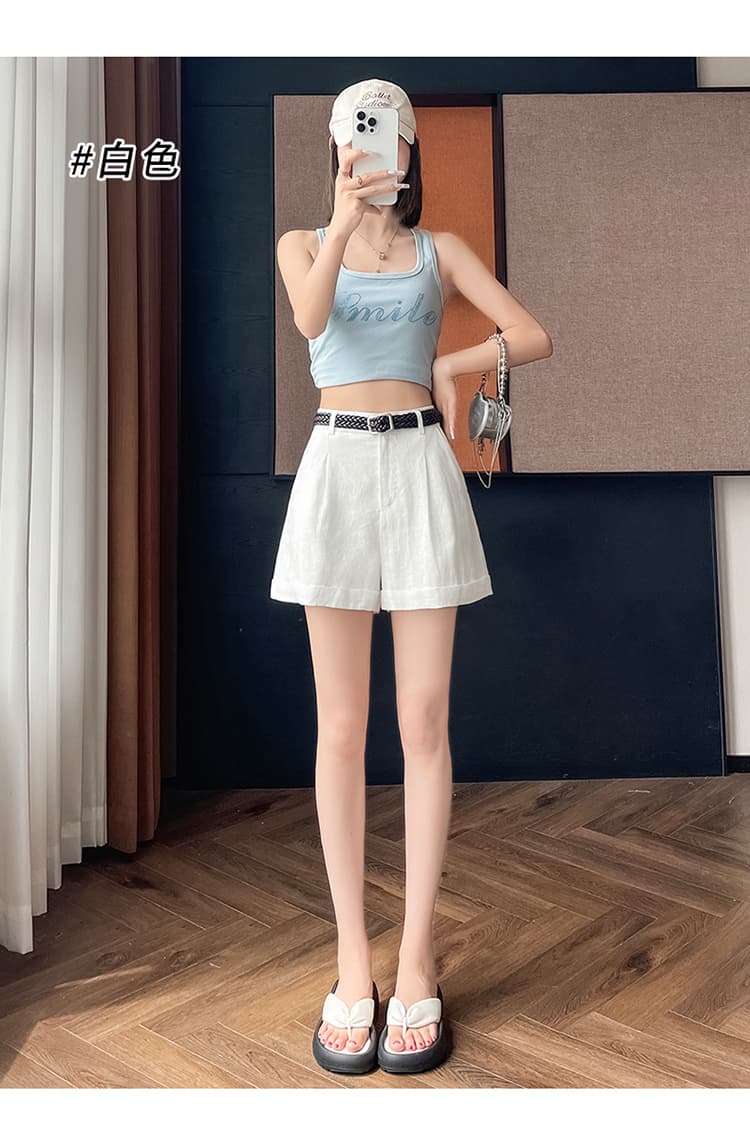 실사 2026 여름 새로운 주간 실크 아마 와이드 레그 팬츠 한 마디 반바지 캐주얼 얇은 스타일 면 린넨 바지 여성 상세 이미지 39