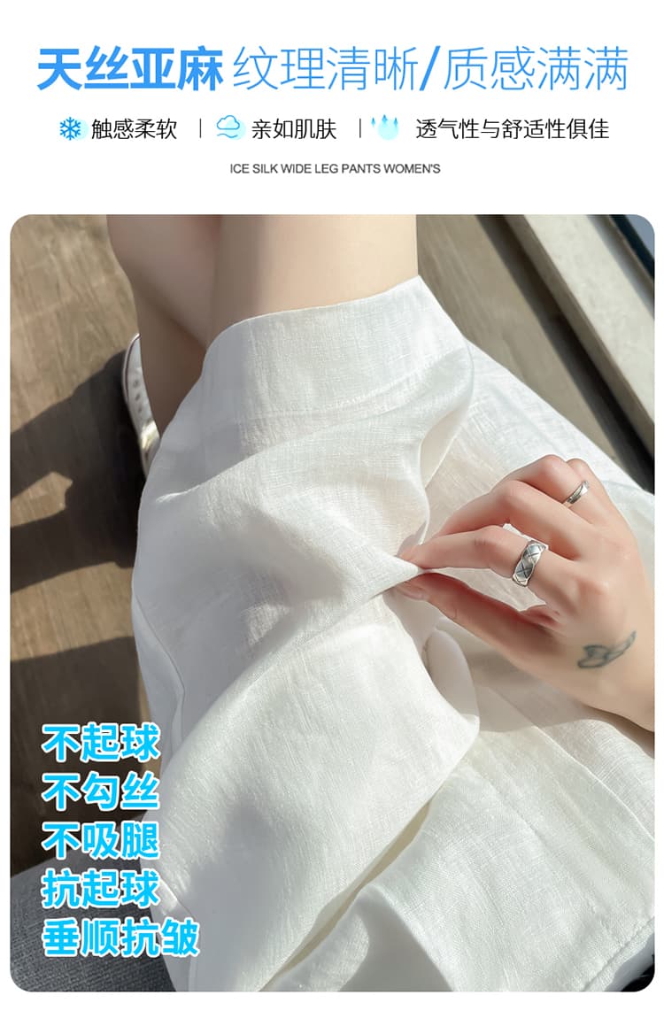 실사 2026 여름 새로운 주간 실크 아마 오부 바지 와이드 레그 팬츠 한 마디 반바지 얇은 스타일 면 린넨 바지 여성 상세 이미지 7