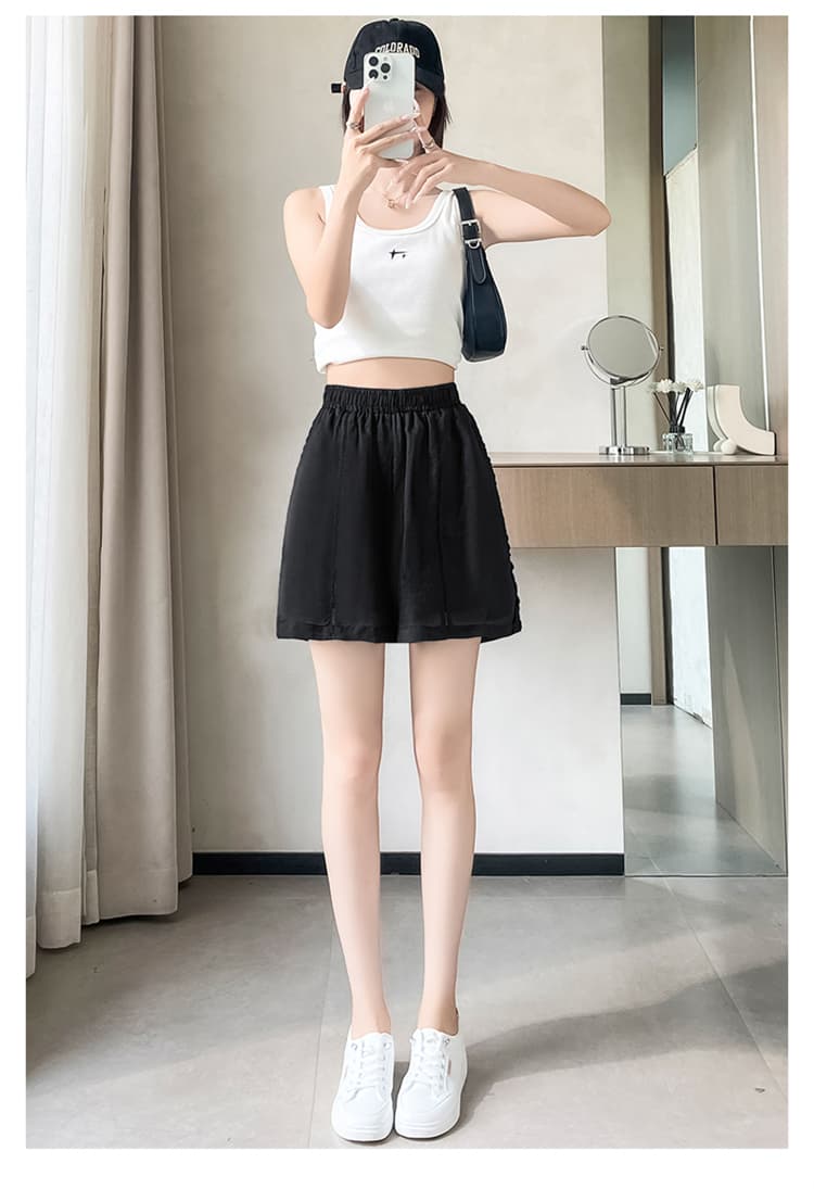 실사 2026 여름 새로운 주간 실크 아마 와이드 레그 팬츠 반바지 레이스 얼음 실크 한 마디 캐주얼 바지 여성 상세 이미지 54