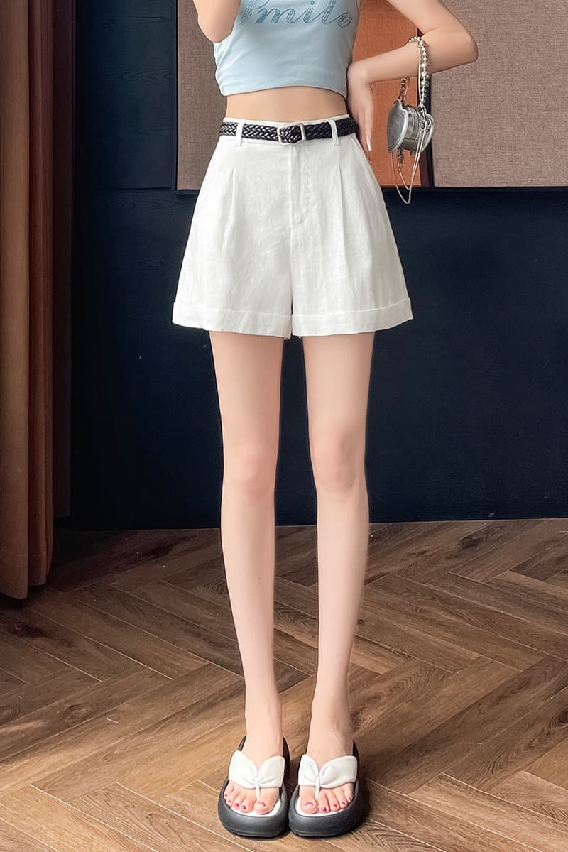 실사 2026 여름 새로운 주간 실크 아마 와이드 레그 팬츠 한 마디 반바지 캐주얼 얇은 스타일 면 린넨 바지 여성 이미지 7