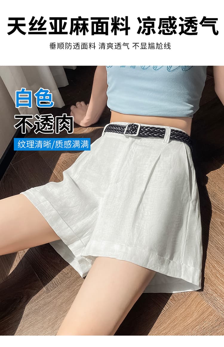 실사 2026 여름 새로운 주간 실크 아마 와이드 레그 팬츠 한 마디 반바지 캐주얼 얇은 스타일 면 린넨 바지 여성 상세 이미지 23