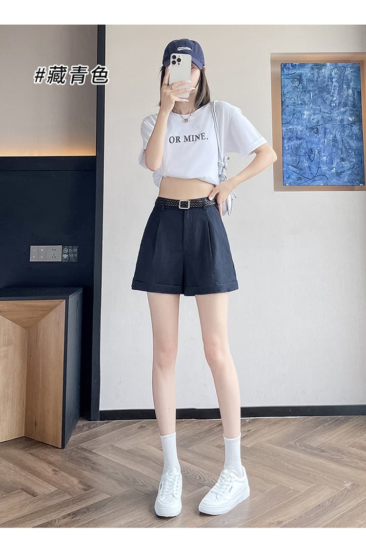 실사 2026 여름 새로운 주간 실크 아마 와이드 레그 팬츠 한 마디 반바지 캐주얼 얇은 스타일 면 린넨 바지 여성 상세 이미지 46