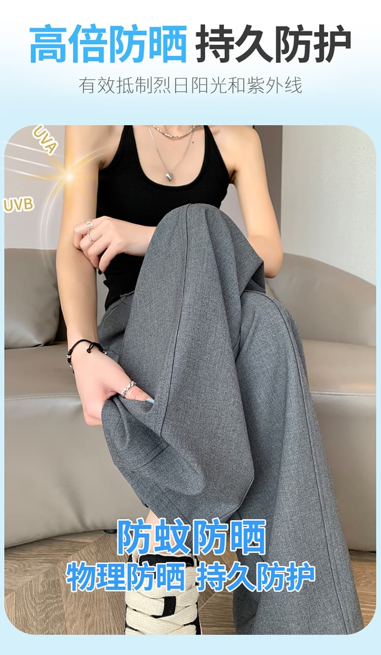 실사 2026 여름 새로운 얼음 실크 정장 바지 하이웨이스트 모통이 칼 바지 넓은 다리 스트레이트 얇은 스타일 캐주얼 바닥 청소 바지 여성 상세 이미지 15