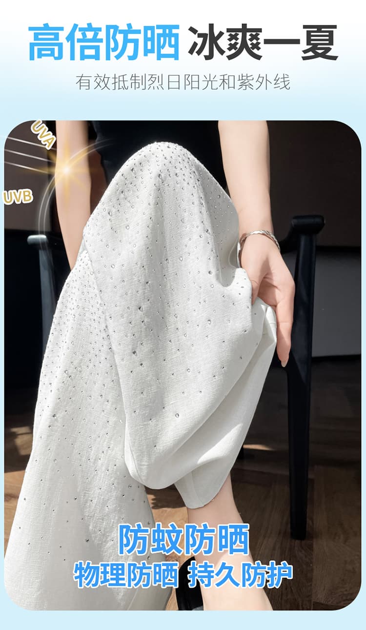 실사 2026 여름 새로운 밝은 훈련 모통이 칼 바지 주간 실크 아마 얼음 실크 자외선 차단 얇은 스타일 넓은 다리 캐주얼 바지 여성 상세 이미지 11