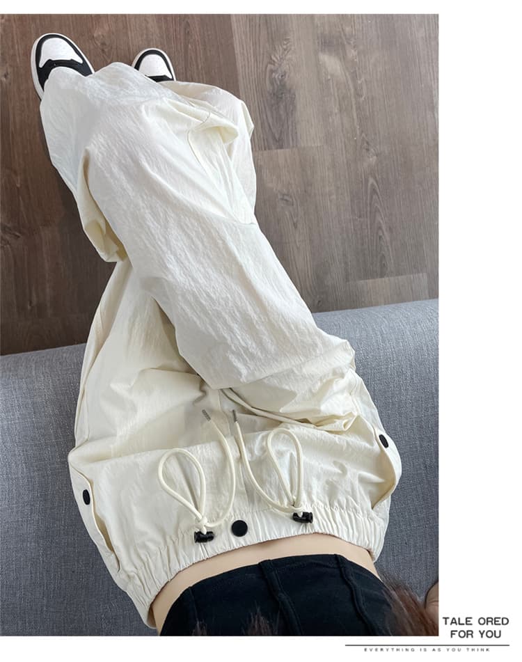 실사 아메리칸 얼음 실크 속도 건조한 워크웨어 팬츠 여성 2026 여름 얇은 스타일 주름 조거 넓은 다리 캐주얼 운동 바지 상세 이미지 89