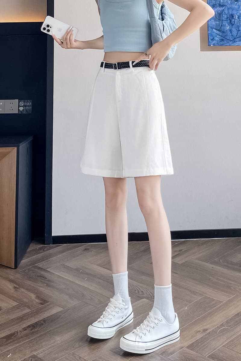 실사 2026 여름 새로운 주간 실크 아마 오부 바지 와이드 레그 팬츠 한 마디 반바지 얇은 스타일 면 린넨 바지 여성 이미지 7