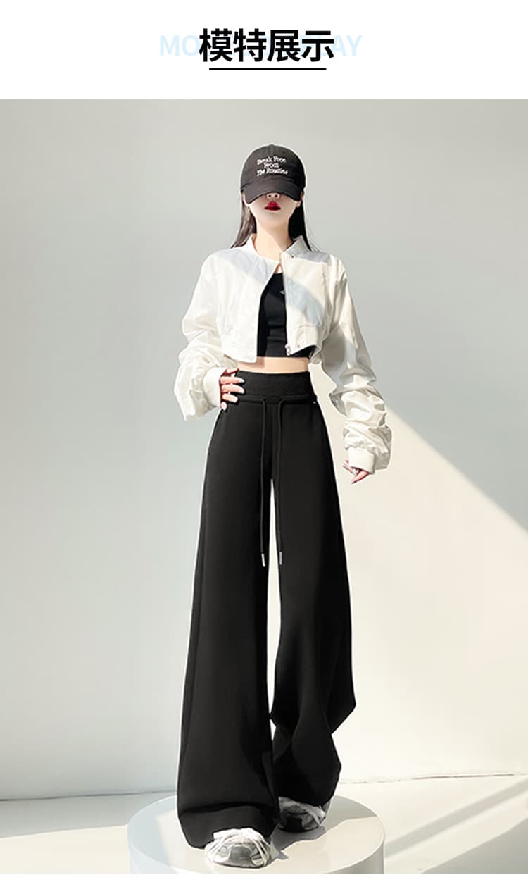실사 2026 가을 새로운 하이웨이스트 넓은 다리 웨이 바지 스트레이트 캐주얼 바닥 청소 바지 운동 캐주얼 바지 여성 상세 이미지 44