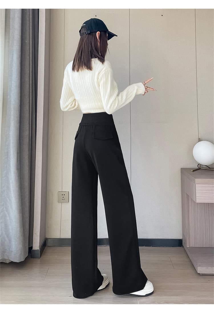 실사 2026 가을 새로운 하이웨이스트 좁은 에디션 와이드 레그 팬츠 스트레이트 캐주얼 웨이 바지 운동 바지 여성 상세 이미지 39