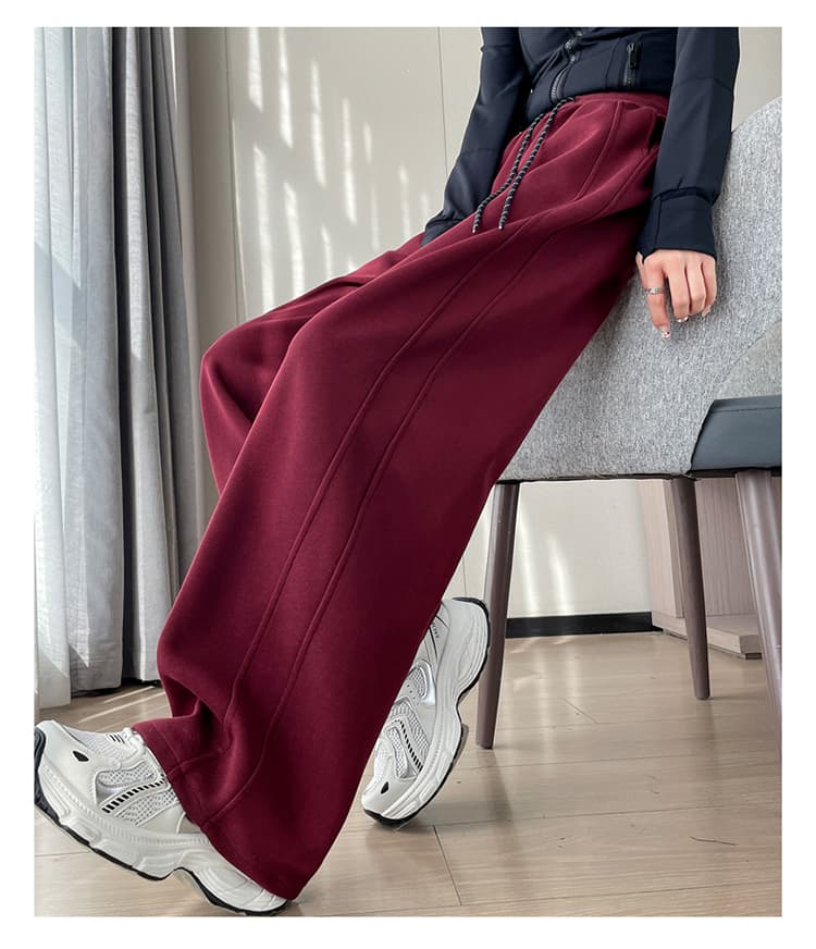 실사 2026 가을 새로운 하이웨이스트 좁은 에디션 바나나 바지 와이드 레그 팬츠 캐주얼 바지 웨이 바지 운동 바지 여성 상세 이미지 35