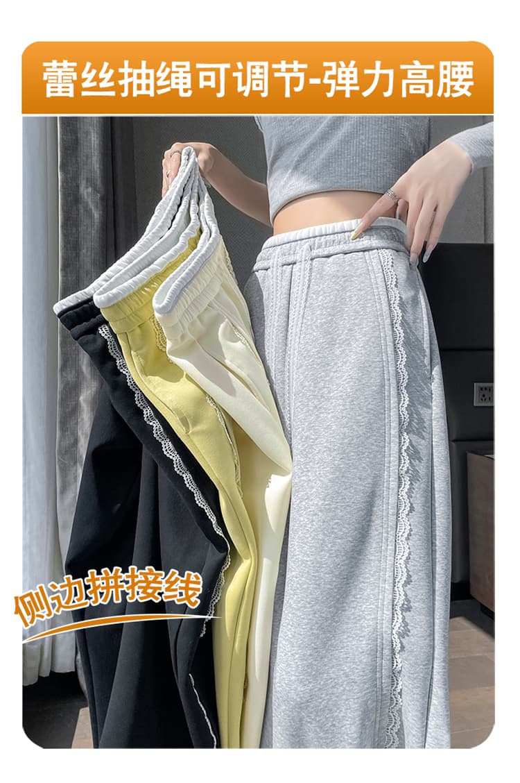 실사 2026 가을 새로운 모통이 칼 바지 바나나 바지 웨이 바지 좁은 에디션 넓은 다리 스트레이트 레이스 바닥 청소 바지 여성 상세 이미지 25