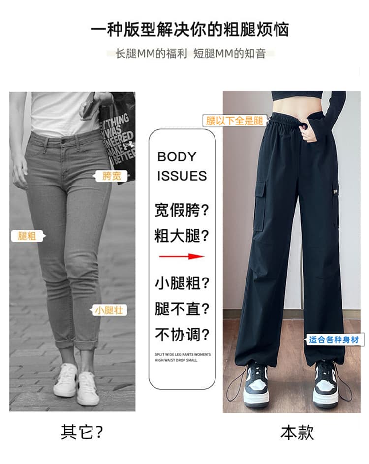 실사 2026 가을 새로운 워크웨어 팬츠 조거 넓은 다리 둘 착용 주간 실크 코튼 하이웨이스트 운동 바지 여성 상세 이미지 34