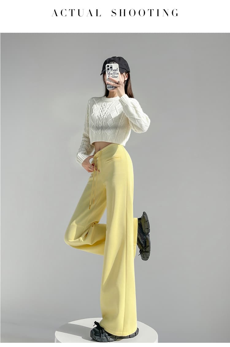 실사 2026 가을 새로운 부츠컷 바지 운동 바지 스트레이트 넓은 다리 캐주얼 바지 나팔 바닥 청소 바지 여성 상세 이미지 49