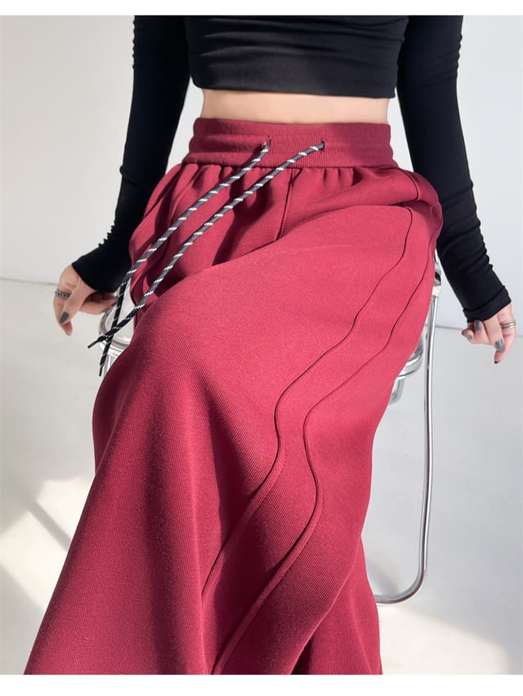 실사 2026 가을 새로운 하이웨이스트 좁은 에디션 바나나 바지 와이드 레그 팬츠 캐주얼 바지 웨이 바지 운동 바지 여성 상세 이미지 43
