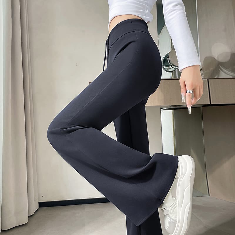실사 2026 가을 새로운 부츠컷 바지 요가 운동 바지 웨이 바지 스트레이트 나팔 캐주얼 바닥 청소 바지 여성 이미지 4