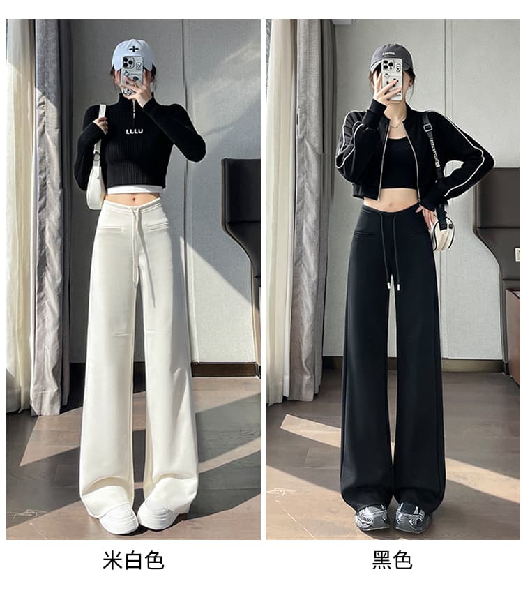 실사 2026 가을 새로운 부츠컷 바지 운동 바지 스트레이트 넓은 다리 캐주얼 바지 나팔 바닥 청소 바지 여성 상세 이미지 40
