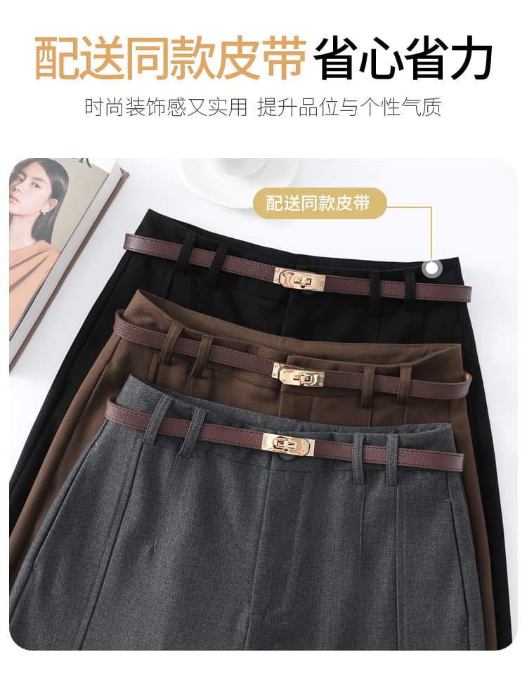 실사 2026 가을 새로운 정장 바지 하이웨이스트 좁은 에디션 와이드 레그 팬츠 스트레이트 팬츠 도루 센스 캐주얼 바닥 청소 바지 여성 상세 이미지 19