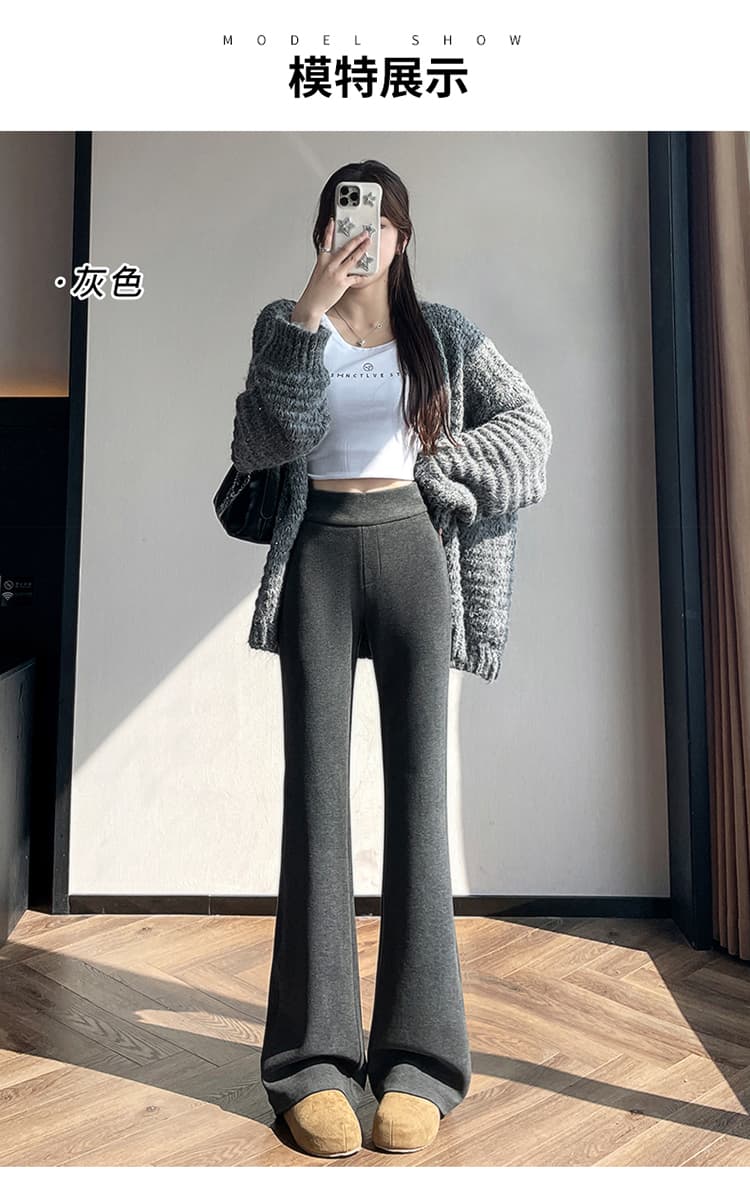 실사 2026 가을 새로운 좁은 에디션 스트레이트 캐주얼 부츠컷 바닥 청소 바지 하이웨이스트 양모 찹쌀 바지 여성 상세 이미지 38