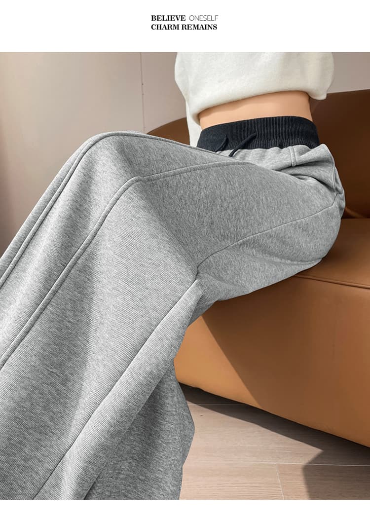 실사 2026 가을 새로운 양털 플리스 웨이 바지 루즈핏 보온 모통이 칼 바지 슬림해 보이는 바나나 바지 여성 상세 이미지 50