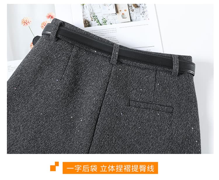 실사 2026 가을 새로운 정장 와이드 레그 팬츠 아세트산 양모 털이 있는 모통이 칼 바지 모직 바지 하이웨이스트 찹쌀 바지 상세 이미지 35